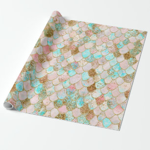 Wonky Waterverf Pastel Glitter Mermaid Scales Cadeaupapier