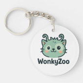 Wonky Zoo Cat Acryl Sleutelhanger (Voorkant)