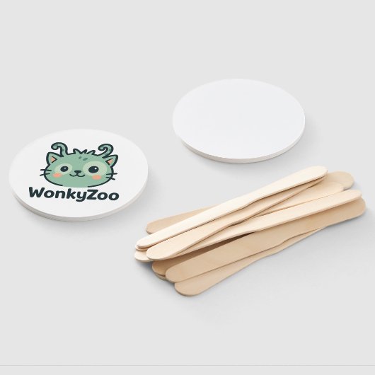 Wonky Zoo Cat Hand Fans Handwaaier (Niet-gemonteerd)