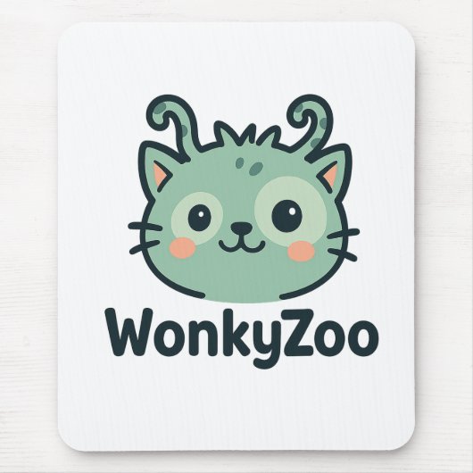 Wonky Zoo Cat Mousepad | Funny Desk Accessoire Muismat (Voorkant)