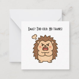 Wonky Zoo Christmas Moody Hedgehog- Flat Note Card Notitiekaartje