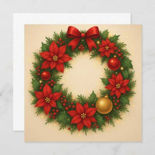 Wonky Zoo Flat Note Card – Christmas Wreath Notitiekaartje (Voorkant / Achterkant)
