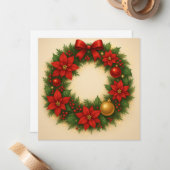 Wonky Zoo Flat Note Card – Christmas Wreath Notitiekaartje (Voorkant / Achterkant in situ)