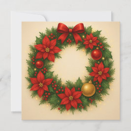 Wonky Zoo Flat Note Card – Christmas Wreath Notitiekaartje
