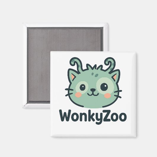 Wonky Zoo Kattenmagneet | Grappige koelkast decor Magneet (Voorkant / Achterkant)