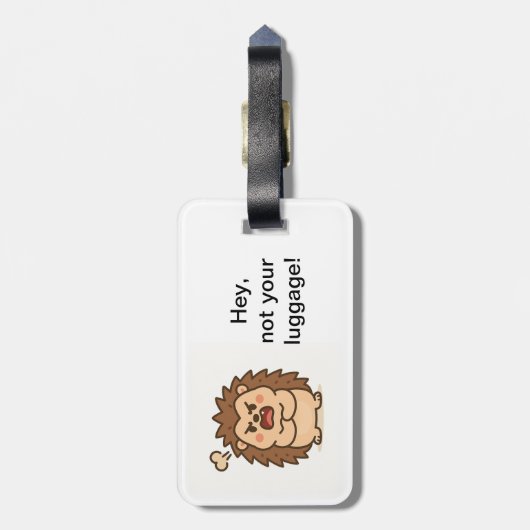 Wonky Zoo Moody Hedgehog Bagagelabel (Achterkant verticaal)