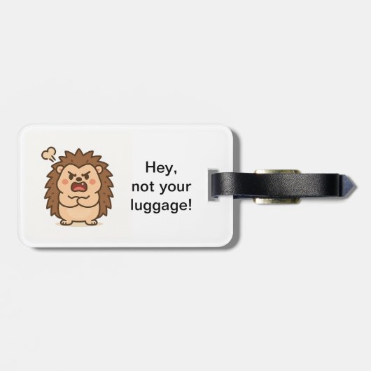 Wonky Zoo Moody Hedgehog Bagagelabel (Achterkant horizontaal)