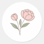 Wonky Zoo Peonies Classic Ronde Sticker (Voorkant)