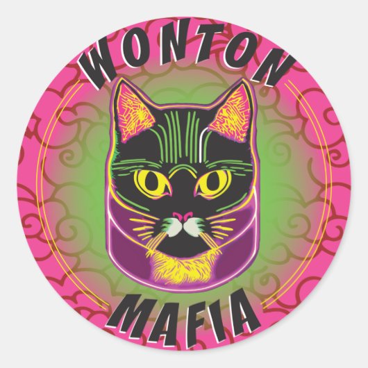 Wonton Mafia Cat Sticker (Voorkant)