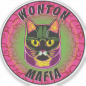 Wonton Mafia Cat Sticker (Voorkant)