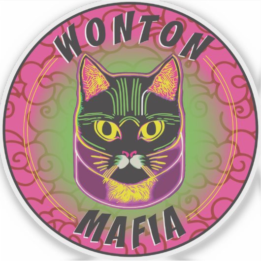 Wonton Mafia Cat Sticker (Voorkant)
