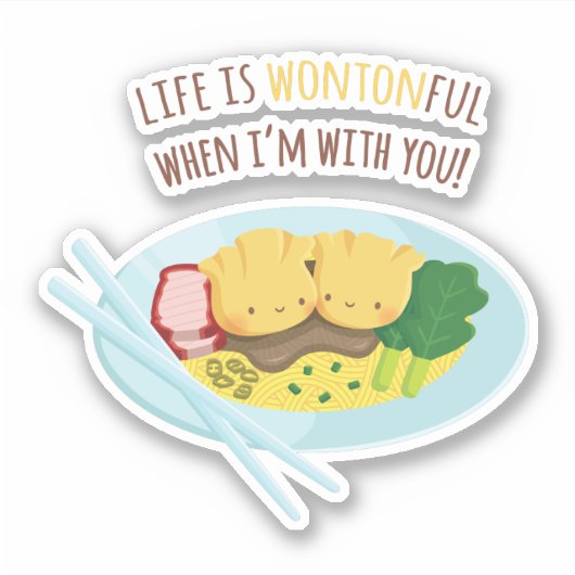 Wontonful Dumpling Paar Noodle Love Pun Sticker (Voorkant)
