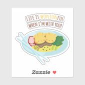 Wontonful Wonderlijke Dumpling Koppel Noodle Liefd Sticker (Vel)