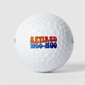 Woo Hoo Groovy Tekst in ruste Golfballen (Voorkant)