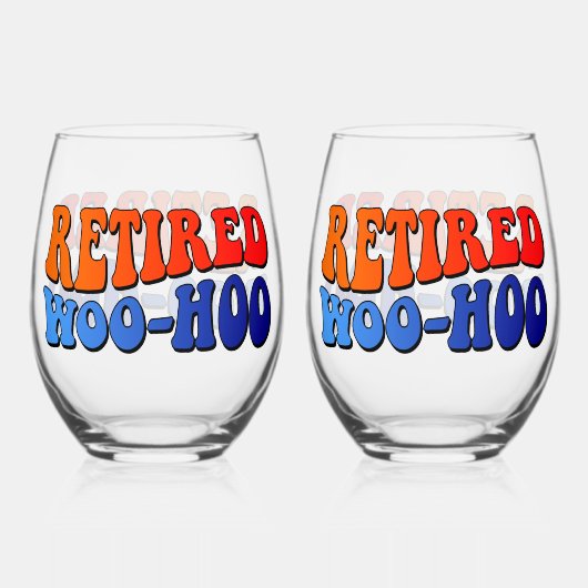 Woo Hoo  Groovy Tekst in ruste Wijnglas Zonder Voet (Voorkant)