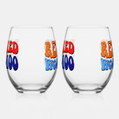 Woo Hoo  Groovy Tekst in ruste Wijnglas Zonder Voet (Rechts)