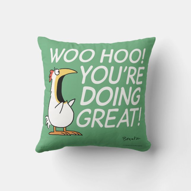 WOO HOO! JE DOET GROOT! Sandra Boynton Pillow Kussen (Achterkant)
