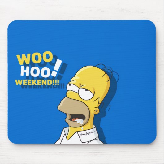 Woo Hoo Weekend Grappige Cartoon Muismat - Blauw (Voorkant)