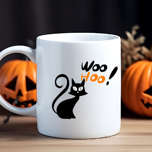 Woo Hoo! Zwarte Kat Halloween Mok