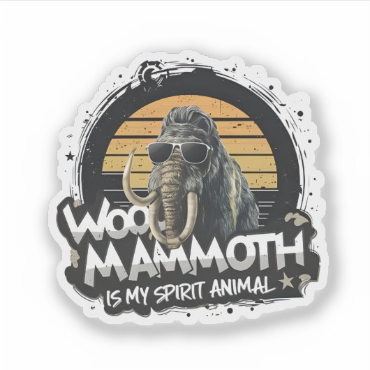 Woo Mammoet Is Mijn Geestdier Kunst Sticker (Voorkant)