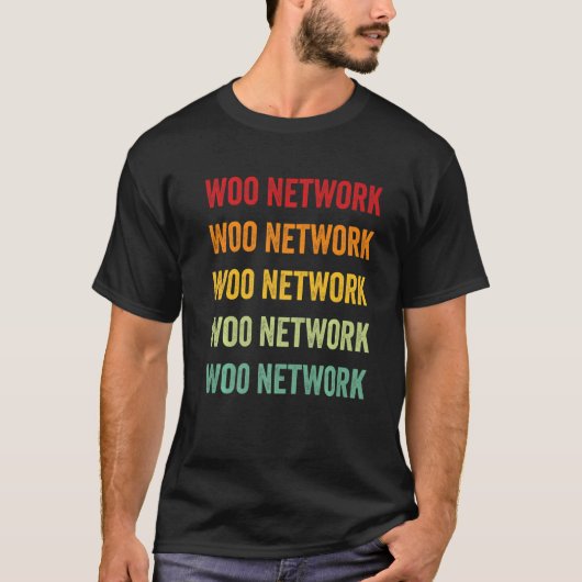 Woo Network Crypto Rainbow Text T-shirt (Voorkant)