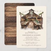 Wood and String Lights Vrijgezellenfeest Luncheon Kaart (Voorkant / Achterkant)