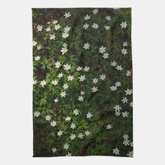 Wood Anemone Forest Floor, Nature Botanical Spring Theedoek (Verticaal)