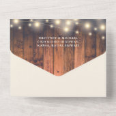 Wood Antler String Lights Lavender Wedding All In One Uitnodiging (Achterkant)