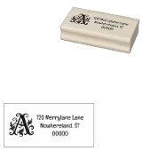 Wood Art Stamp initiaal A met adres. Rubberstempel (Gestempeld)