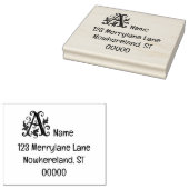 Wood Art Stamp initiaal A met adres. Rubberstempel (Gestempeld)