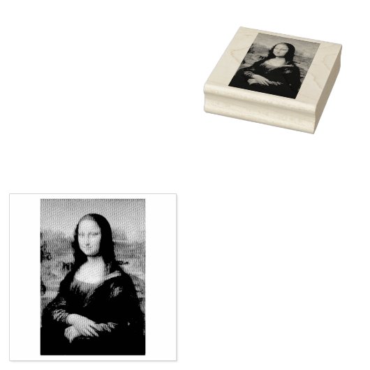 WOOD ART STAMP : LEONARDO DA VINCI : DE Mona Lisa Rubberstempel (Gestempeld)