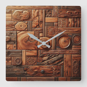 Wood Art Wall Clock Vierkante Klok