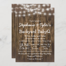 Wood BabyQ Backyard BBQ Bash Rustige Baby shower Kaart