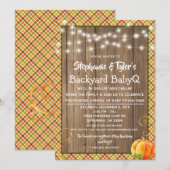 Wood BabyQ Backyard BBQ Rustige Herfst Baby shower Kaart (Voorkant / Achterkant)