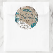Wood Baby's Breath Lace Rustiek Vrijgezellenfeest  Ronde Sticker (Tas)