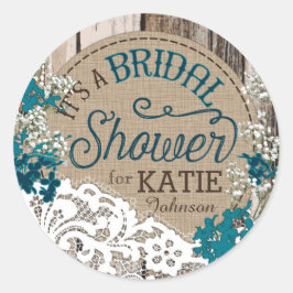 Wood Baby's Breath Lace Rustiek Vrijgezellenfeest  Ronde Sticker
