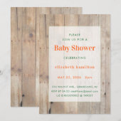 Wood Background Baby Shower Invitation Kaart (Voorkant / Achterkant)
