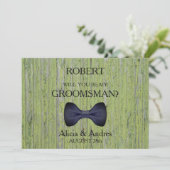 Wood Background, ben je mijn Groomsman? Kaart (Staand voorkant)
