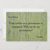 Wood Background, ben je mijn Groomsman? Kaart (Achterkant)