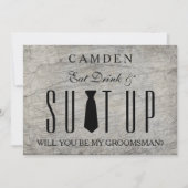 Wood Background Suitup Ik ben m'n groomsman Kaart (Voorkant)