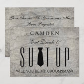 Wood Background Suitup Ik ben m'n groomsman Kaart (Voorkant / Achterkant)