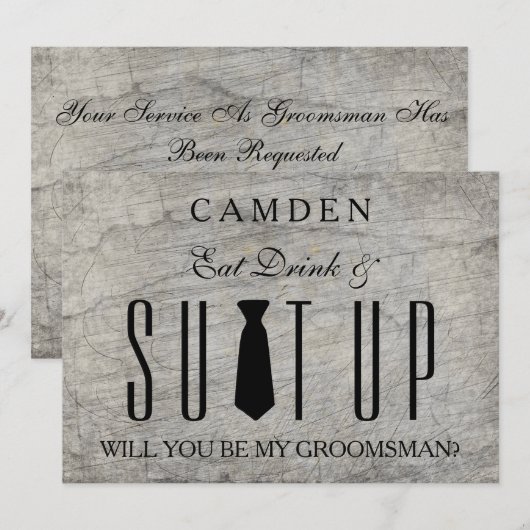 Wood Background Suitup Ik ben m'n groomsman Kaart (Voorkant / Achterkant)