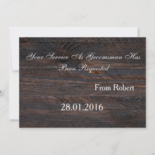 Wood Background Suitup Ik ben m'n groomsman Kaart (Achterkant)