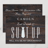 Wood Background Suitup Ik ben m'n groomsman Kaart (Voorkant / Achterkant)