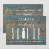 Wood Background Suitup Ik ben m'n groomsman Kaart (Voorkant / Achterkant)