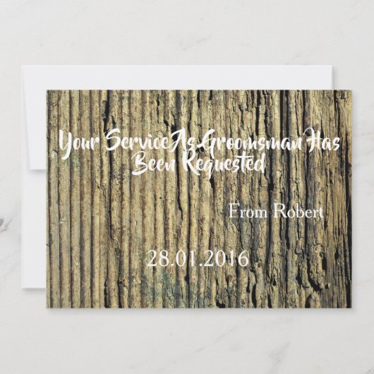 Wood Background Suitup Ik ben m'n groomsman Kaart (Achterkant)