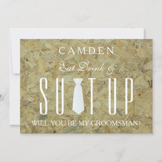 Wood Background Suitup Ik ben m'n groomsman Kaart (Voorkant)