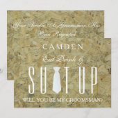 Wood Background Suitup Ik ben m'n groomsman Kaart (Voorkant / Achterkant)