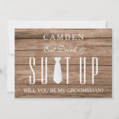 Wood Background Suitup Ik ben m'n groomsman Kaart (Voorkant)