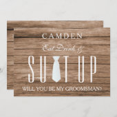 Wood Background Suitup Ik ben m'n groomsman Kaart (Voorkant / Achterkant)